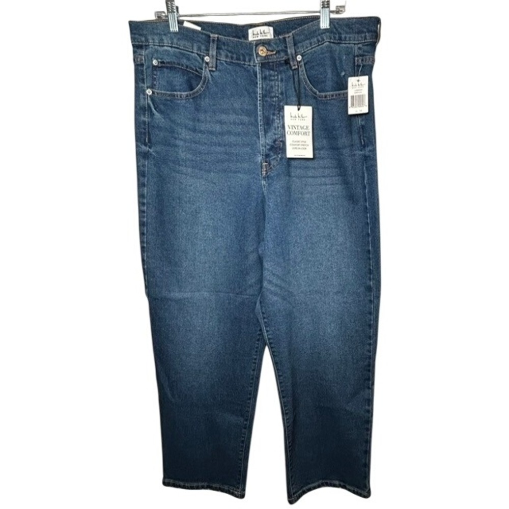 NWT Nicole Miller New York Women's Vintage Comfort High Rise Straight Jeans 16